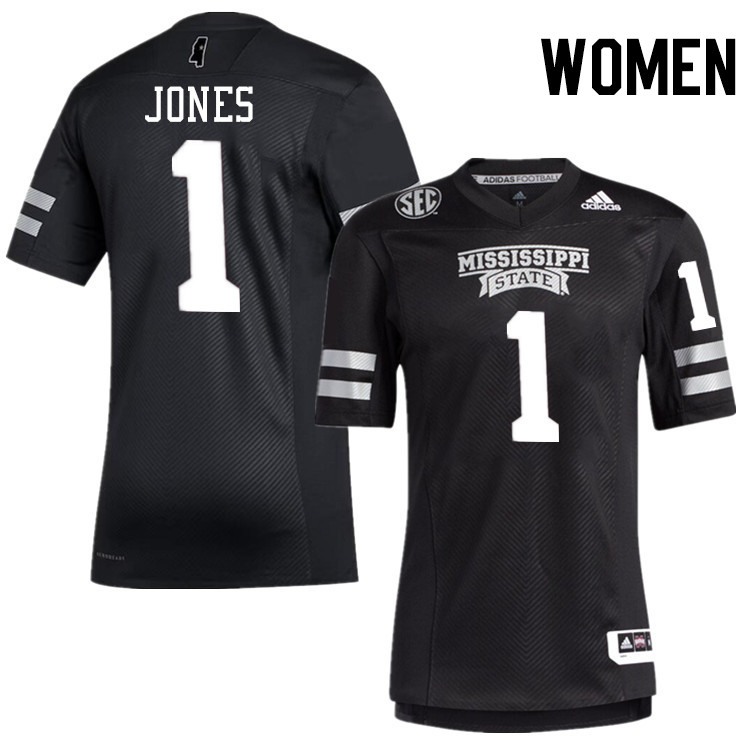 Women #1 Kelley Jones Mississippi State Bulldogs College Football Jerseys Stitched-Black